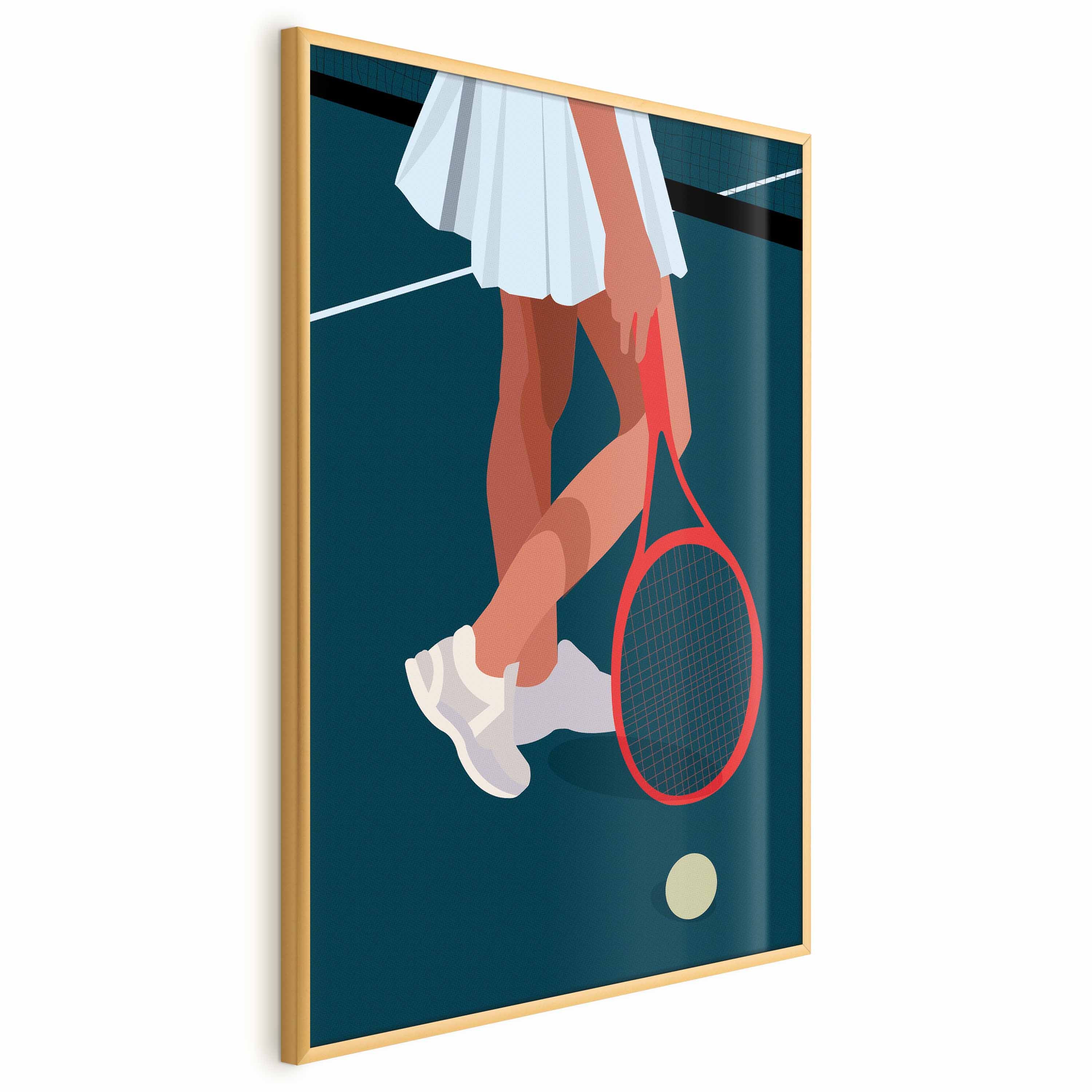 Abstract Tennis Player Red Racket Illustration Poster