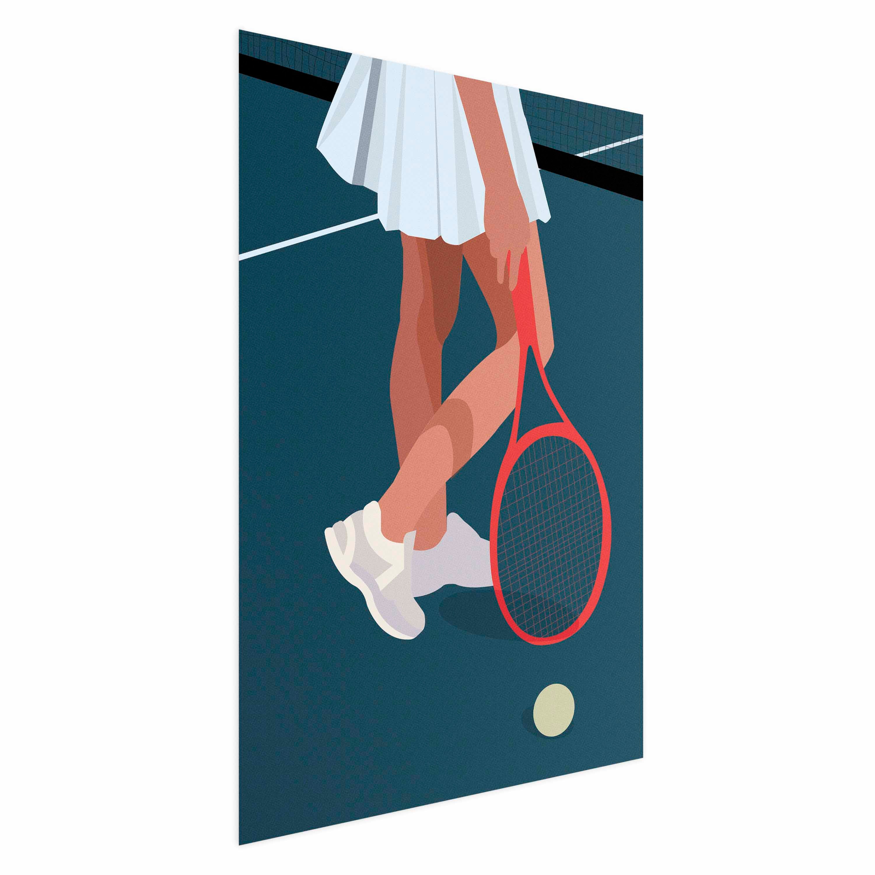 Abstract Tennis Player Red Racket Illustration Poster