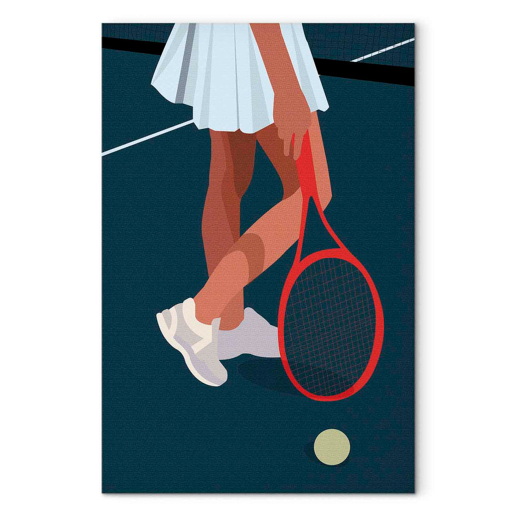 Female Tennis Player Red Racket Abstract Canvas Print