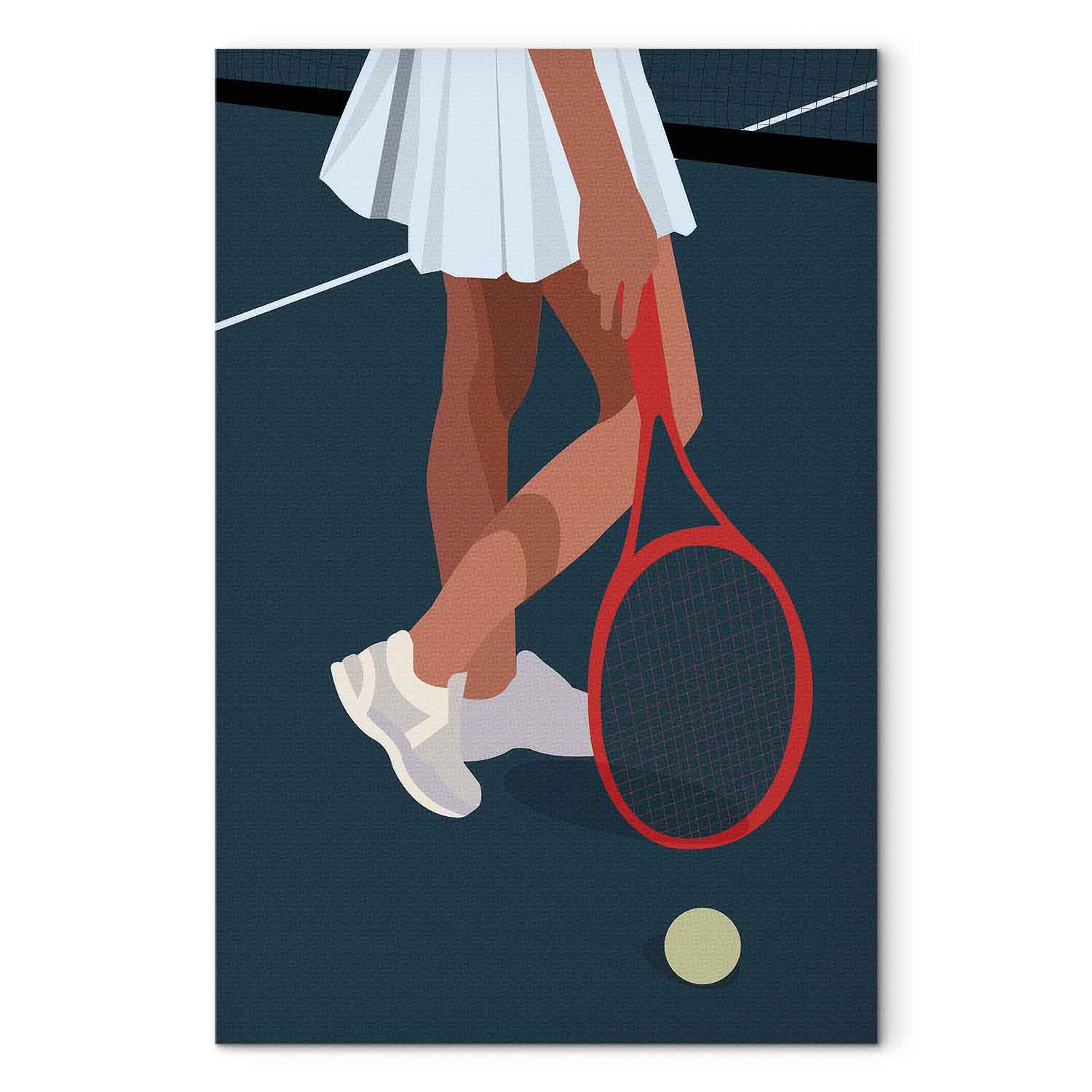Female Tennis Player Red Racket Abstract Canvas Print