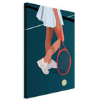 Canvas Print - Female Tennis Player With a Red Racket on the Court