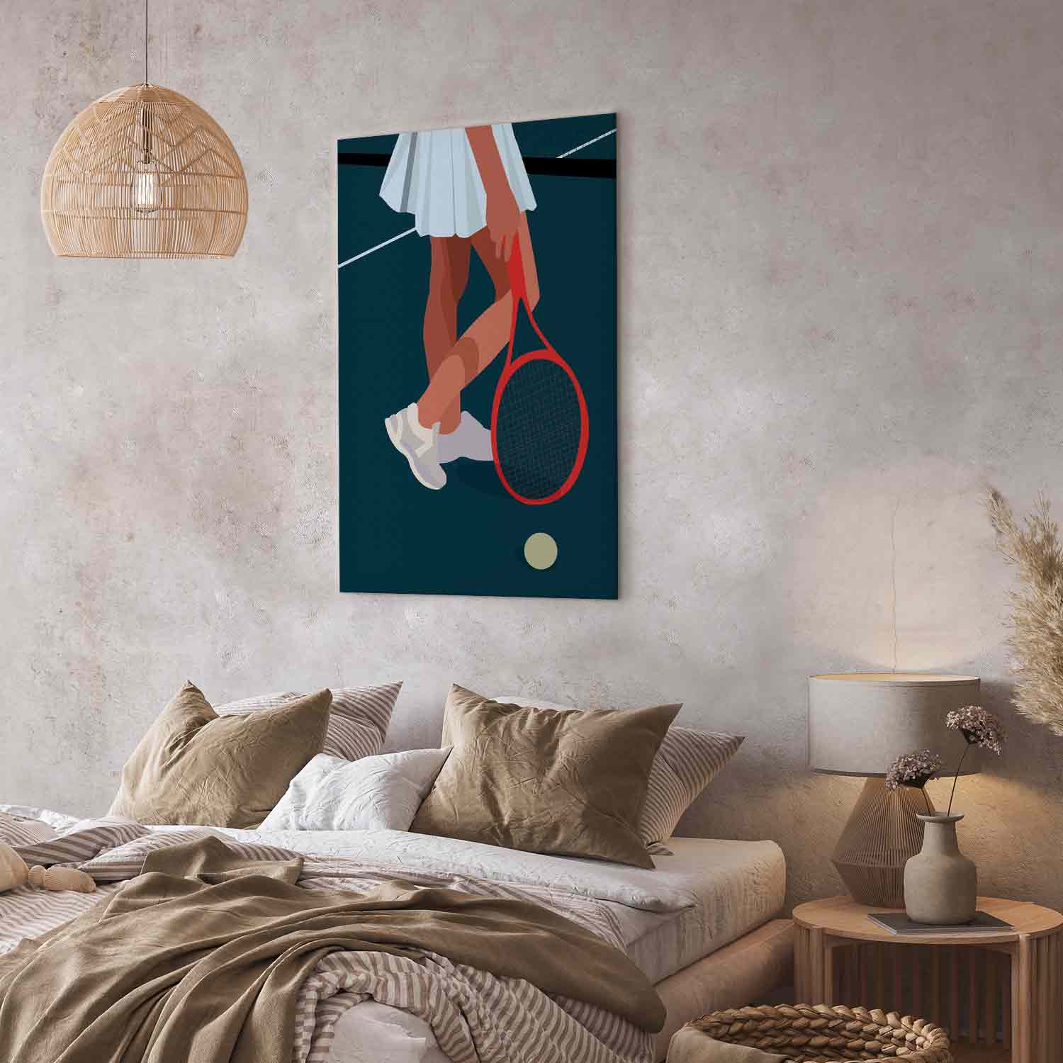 Female Tennis Player Red Racket Abstract Canvas Print