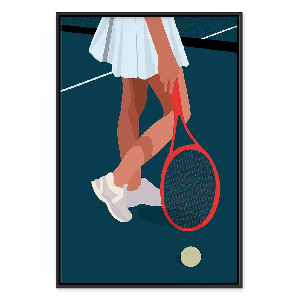 Female Tennis Player Red Racket Abstract Canvas Print
