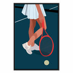 Female Tennis Player Red Racket Abstract Canvas Print