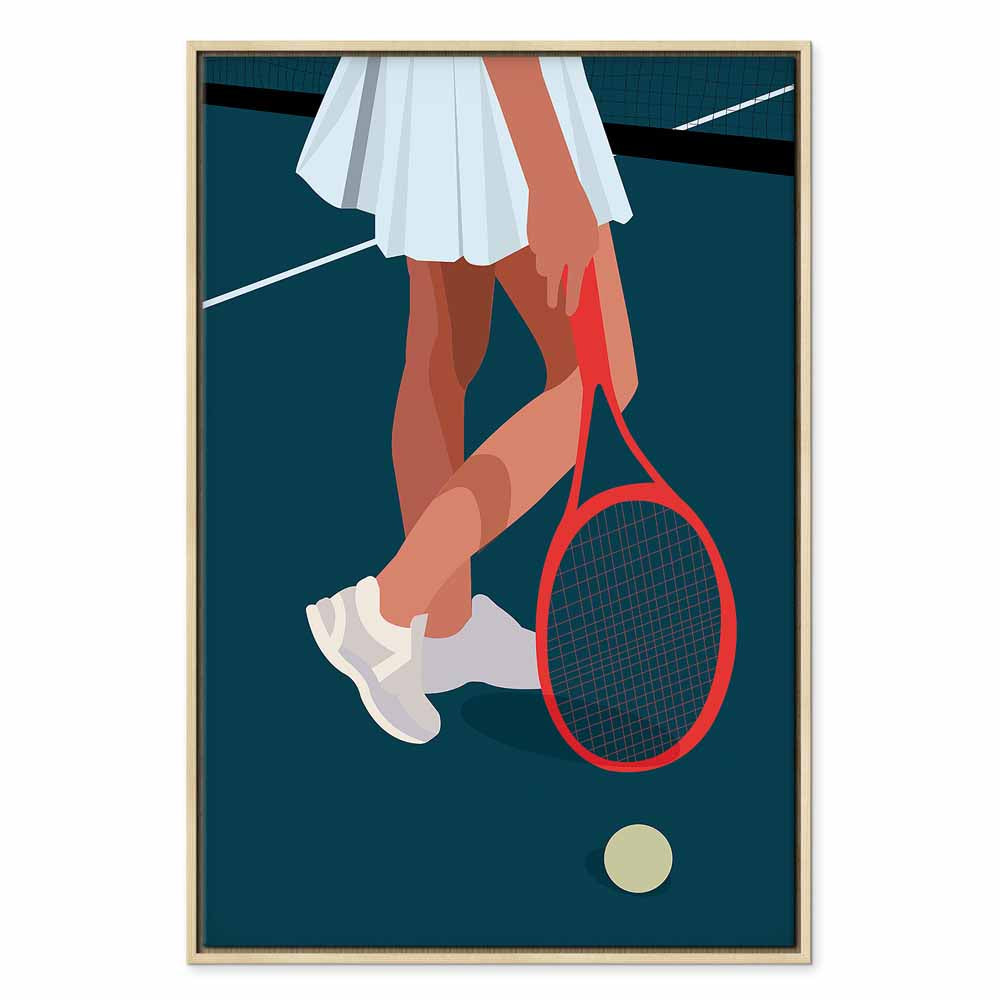 Female Tennis Player Red Racket Abstract Canvas Print