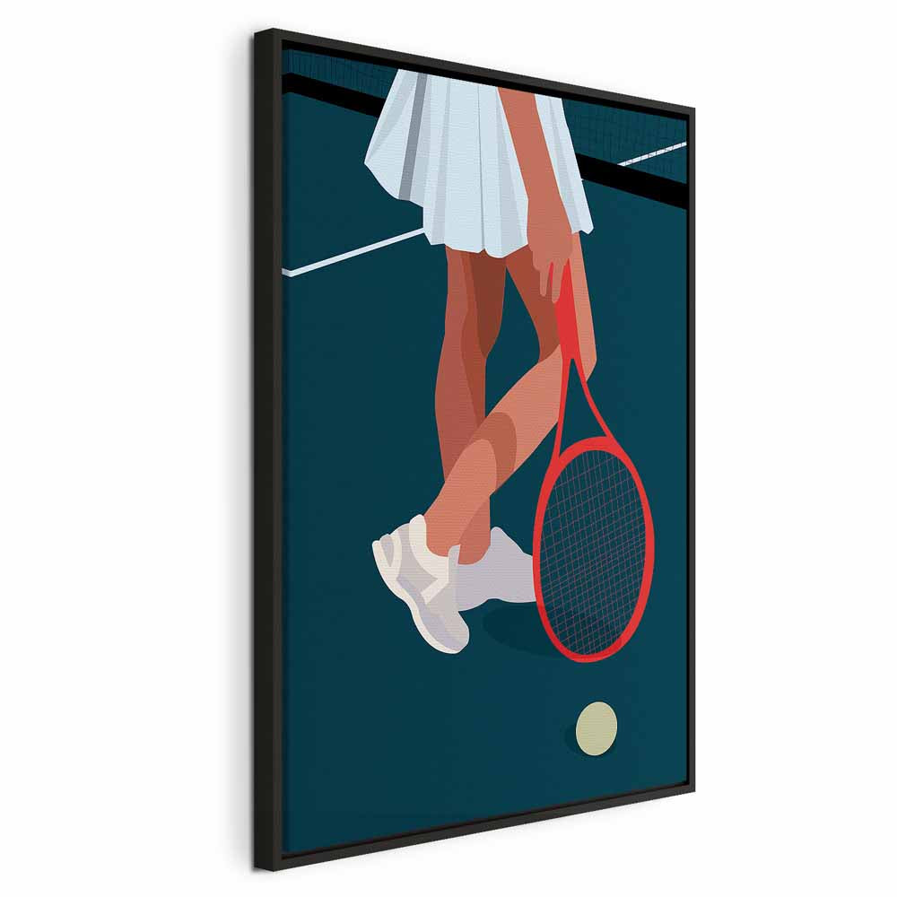 Female Tennis Player Red Racket Abstract Canvas Print