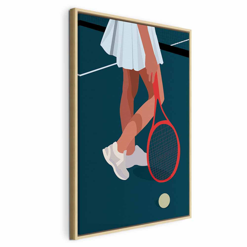 Female Tennis Player Red Racket Abstract Canvas Print