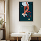 Female Tennis Player Red Racket Abstract Canvas Print