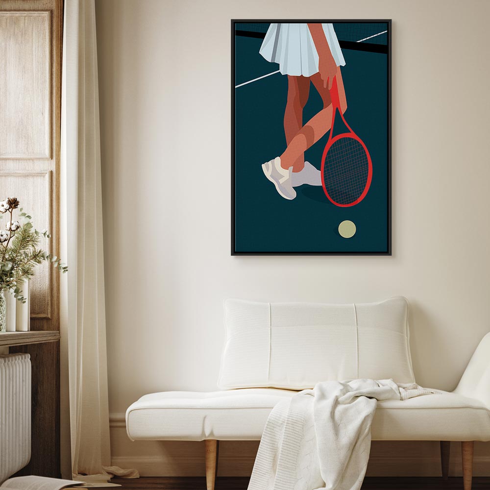 Female Tennis Player Red Racket Abstract Canvas Print