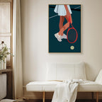 Female Tennis Player Red Racket Abstract Canvas Print