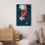 Female Tennis Player Red Racket Abstract Canvas Print