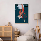 Female Tennis Player Red Racket Abstract Canvas Print