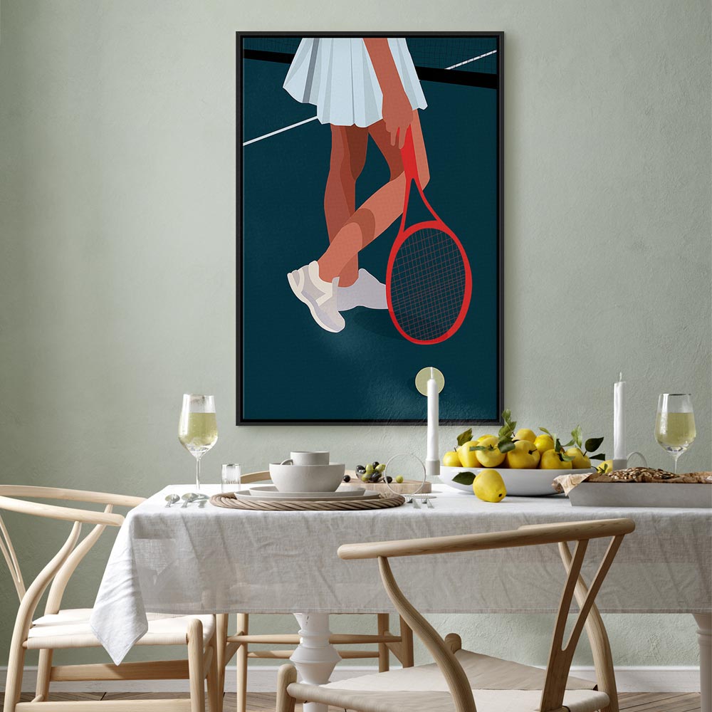 Female Tennis Player Red Racket Abstract Canvas Print