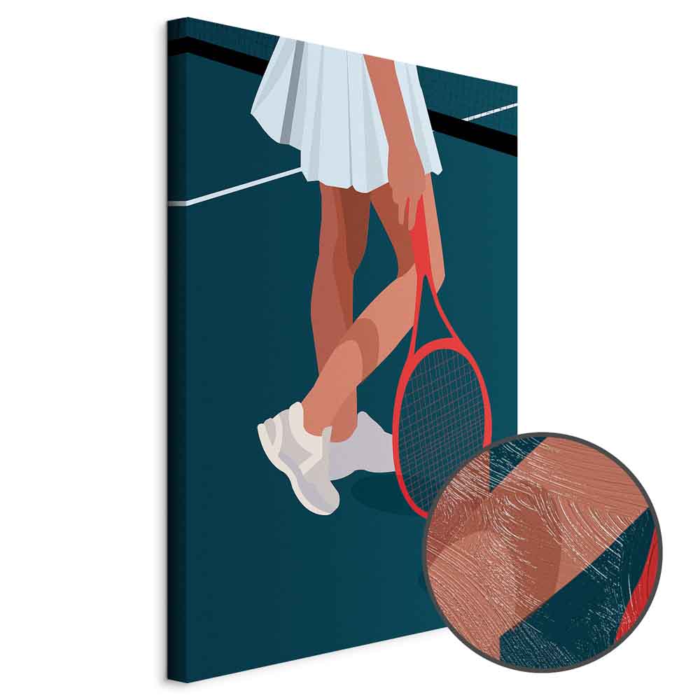 Female Tennis Player Red Racket Abstract Canvas Print