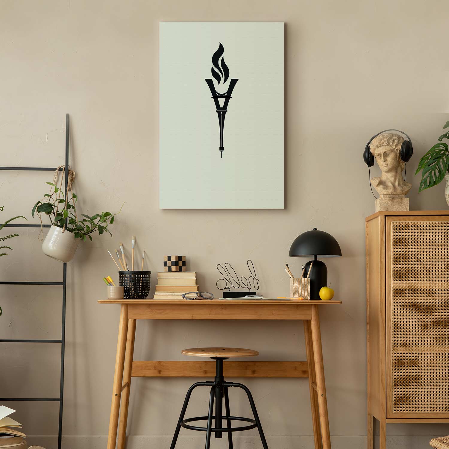 Inverted Eiffel Tower Torch Abstract Canvas Print