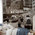 Retro Formula 1 Sepia Wall Mural