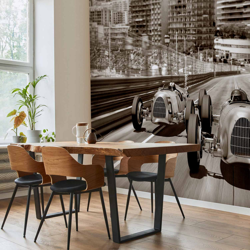 Retro Formula 1 Sepia Wall Mural