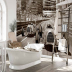 Retro Formula 1 Sepia Wall Mural