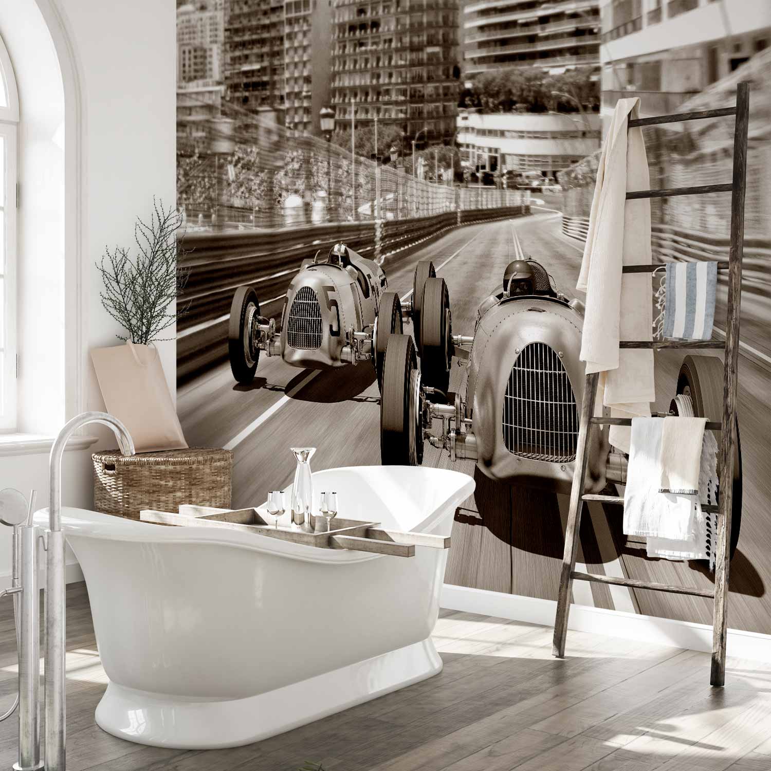 Retro Formula 1 Sepia Wall Mural