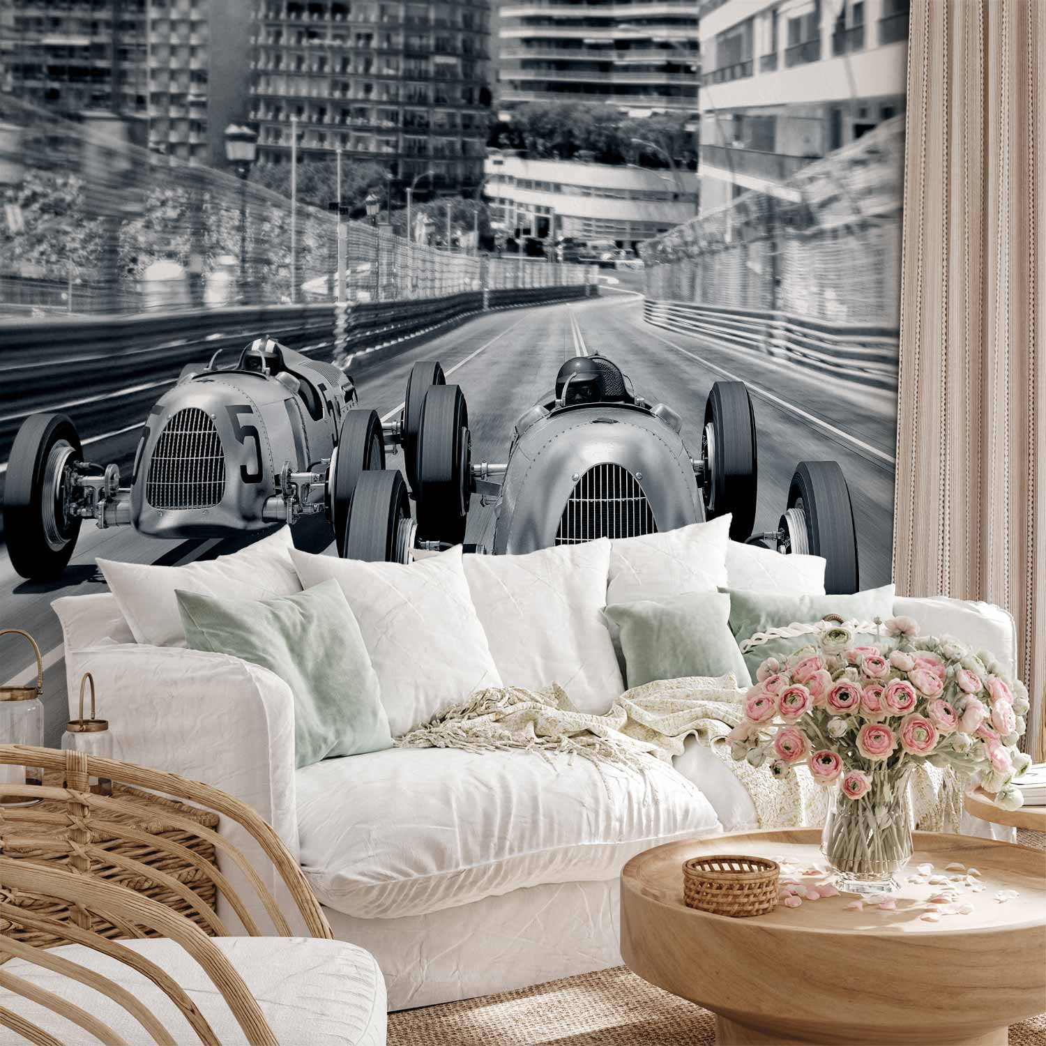 Vintage Speeding Car Retro Wall Mural