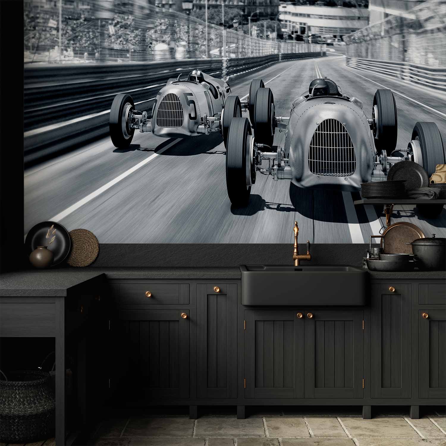 Vintage Speeding Car Retro Wall Mural