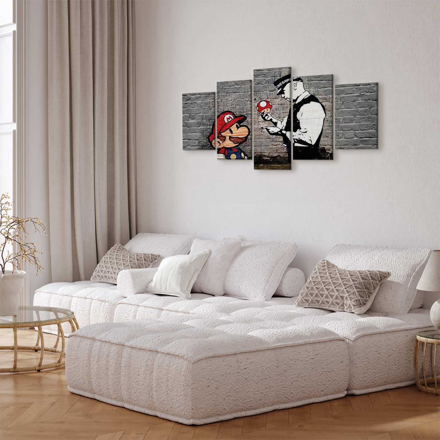 Super Mario Mushroom Cop Graffiti Canvas Print