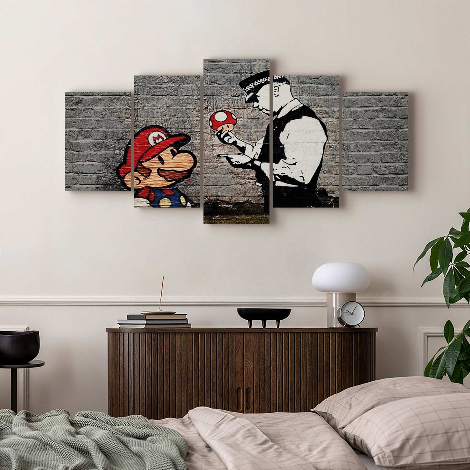 Super Mario Mushroom Cop Graffiti Canvas Print