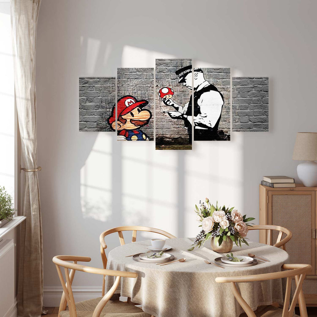 Super Mario Mushroom Cop Graffiti Canvas Print