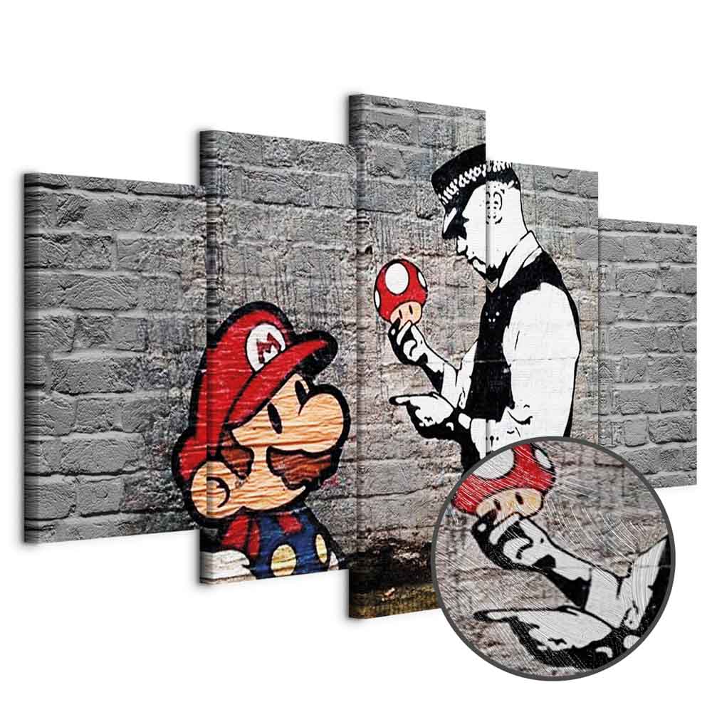 Super Mario Mushroom Cop Graffiti Canvas Print