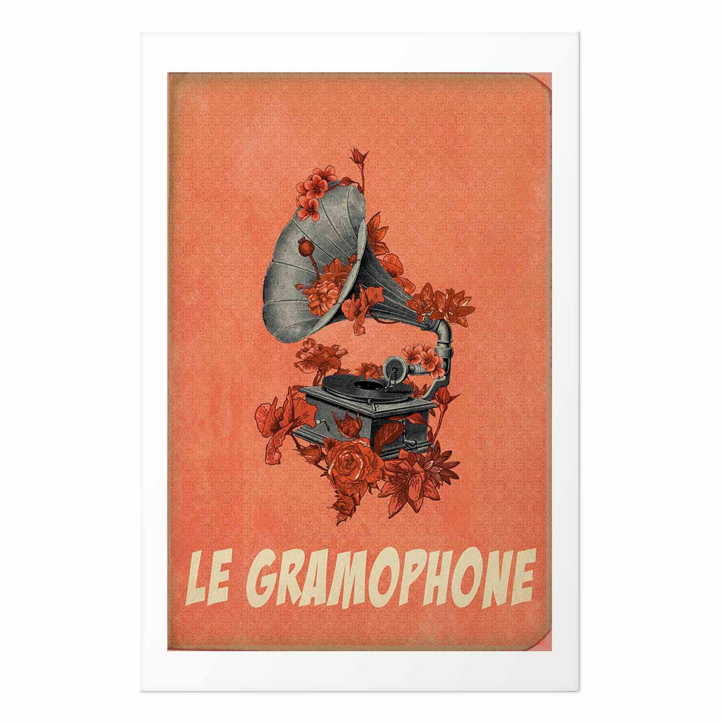 Vintage Gramophone Music Poster