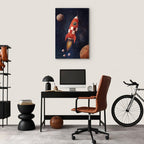 Rocket in Starry Cosmos Vertical Canvas Print