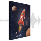 Rocket in Starry Cosmos Vertical Canvas Print