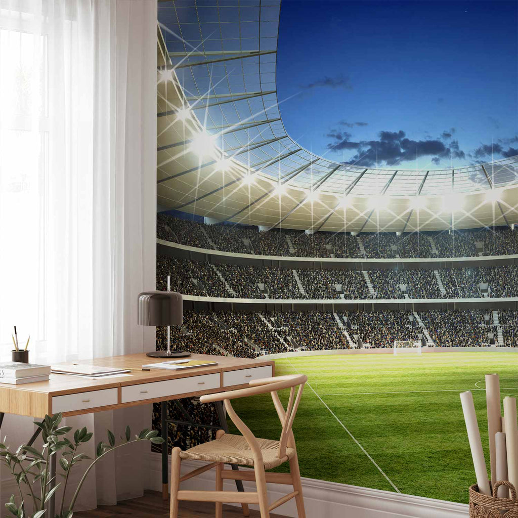 Illuminated Football Pitch Stadium Wall Mural