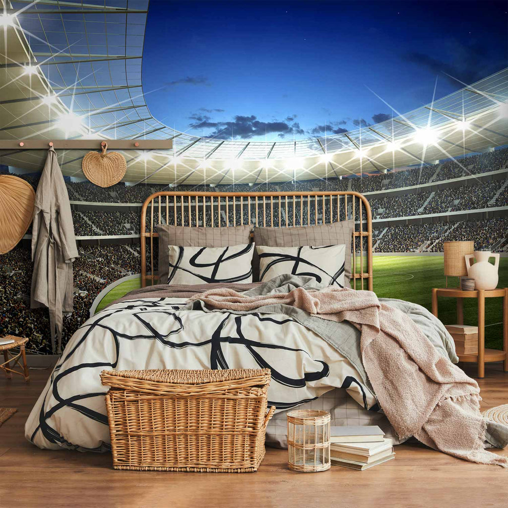 Illuminated Football Pitch Stadium Wall Mural
