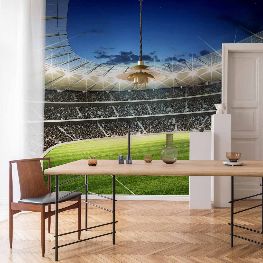 Illuminated Football Pitch Stadium Wall Mural