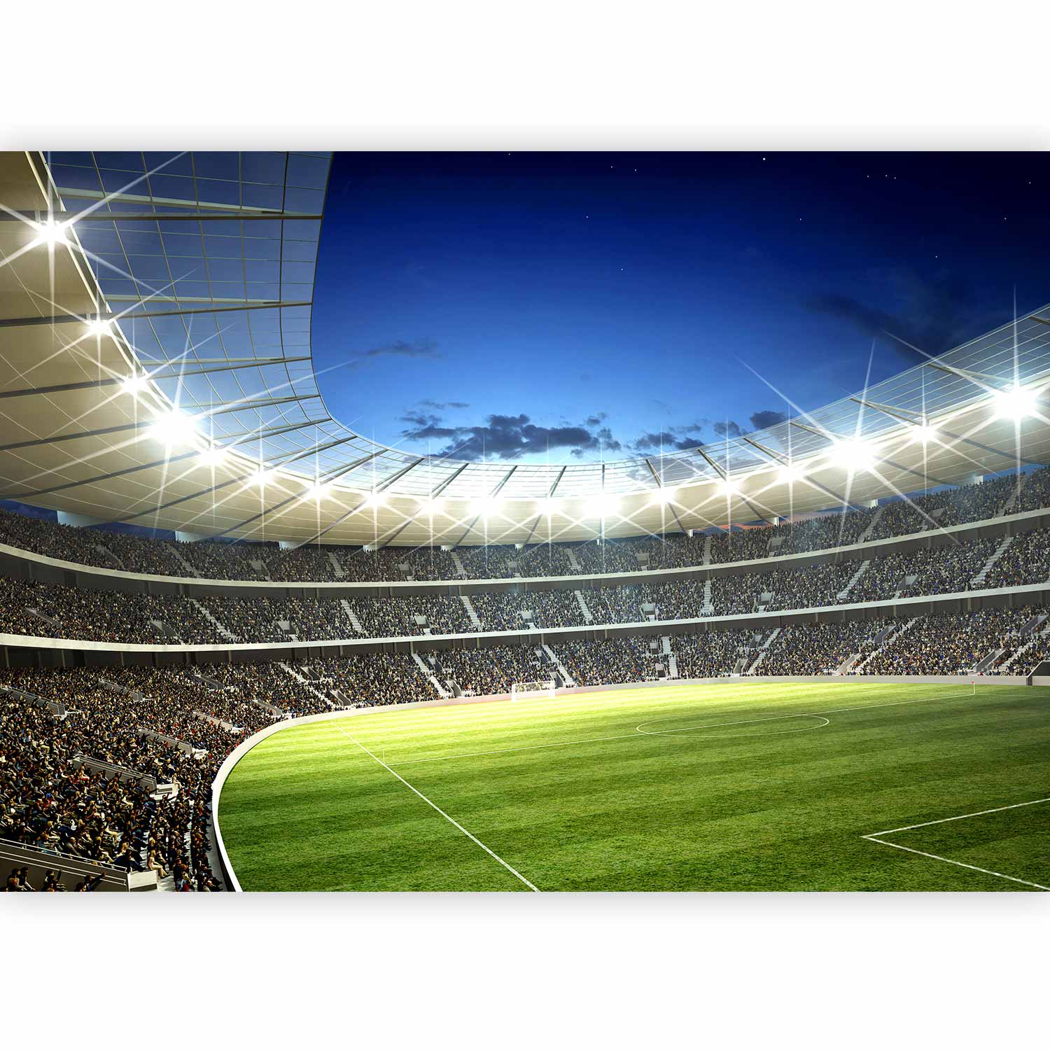 Illuminated Football Pitch Stadium Wall Mural