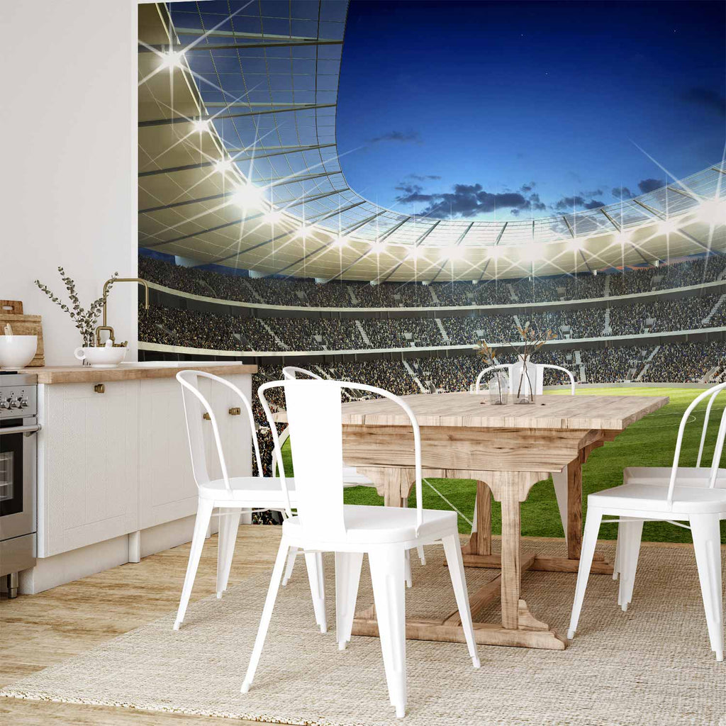 Illuminated Football Pitch Stadium Wall Mural