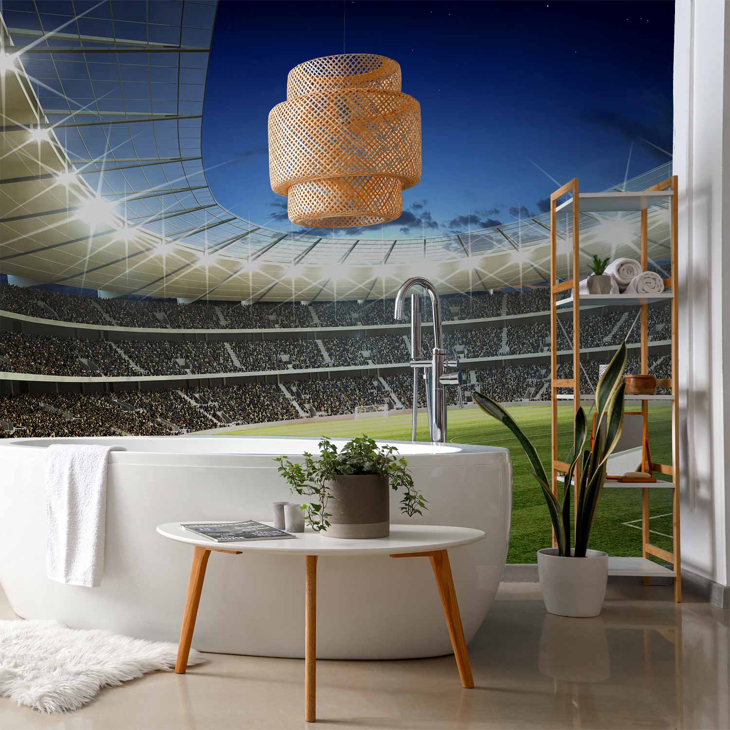 Illuminated Football Pitch Stadium Wall Mural