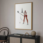 Female Golfer Eiffel Tower Abstract Poster