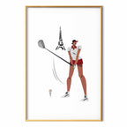 Female Golfer Eiffel Tower Abstract Poster