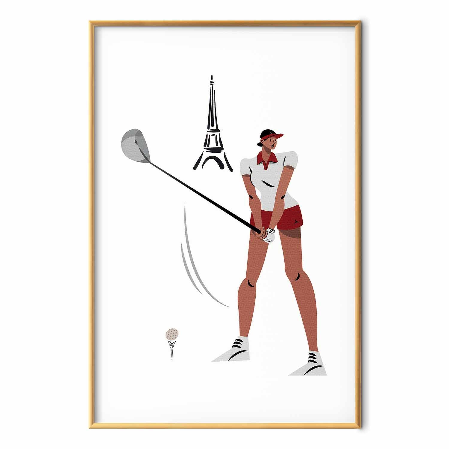 Female Golfer Eiffel Tower Abstract Poster