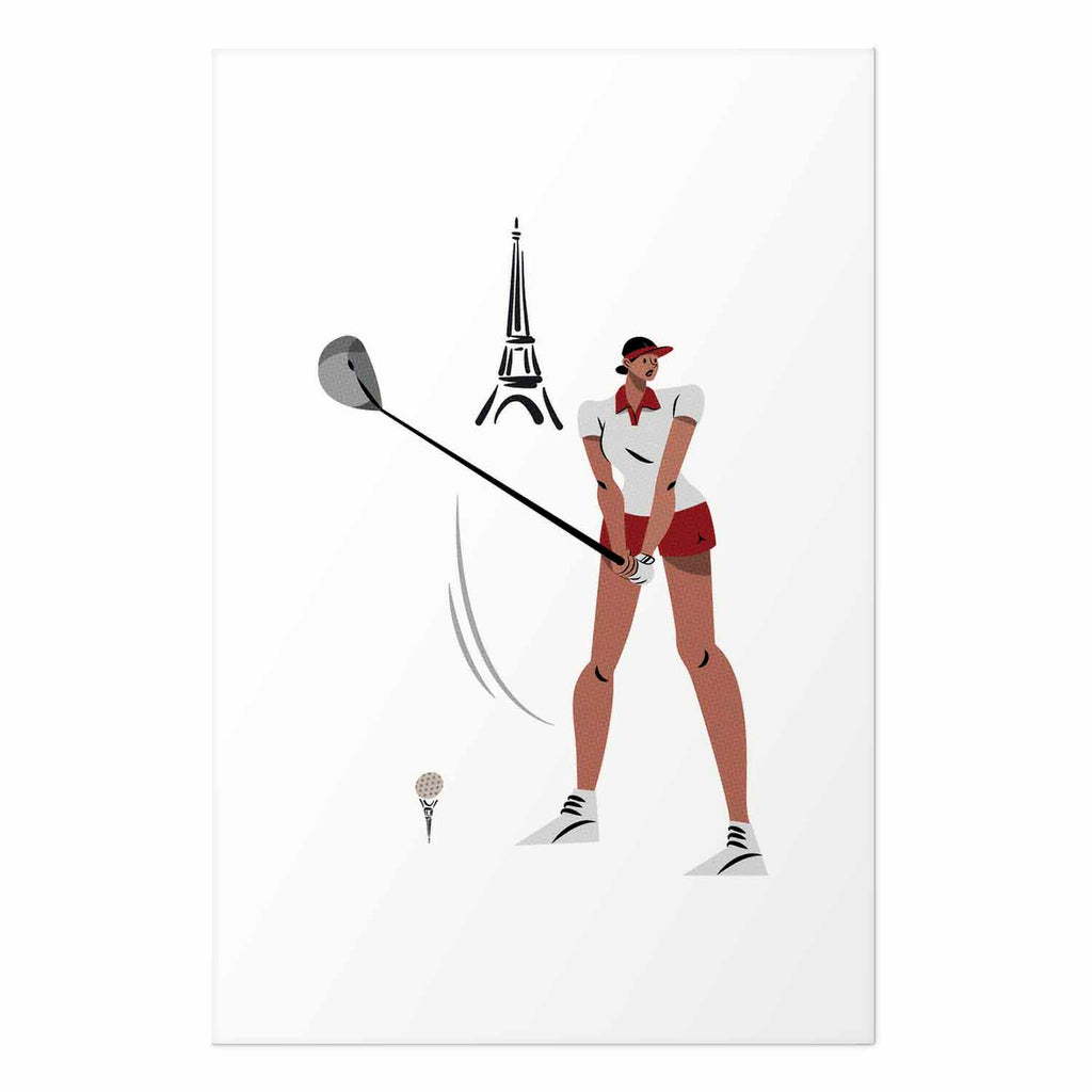 Female Golfer Eiffel Tower Abstract Poster