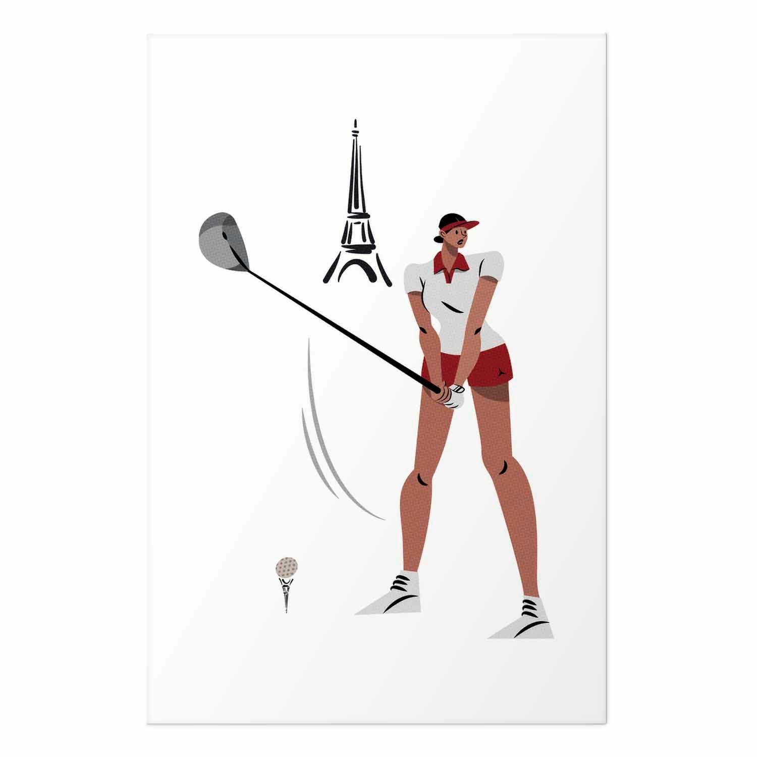 Female Golfer Eiffel Tower Abstract Poster