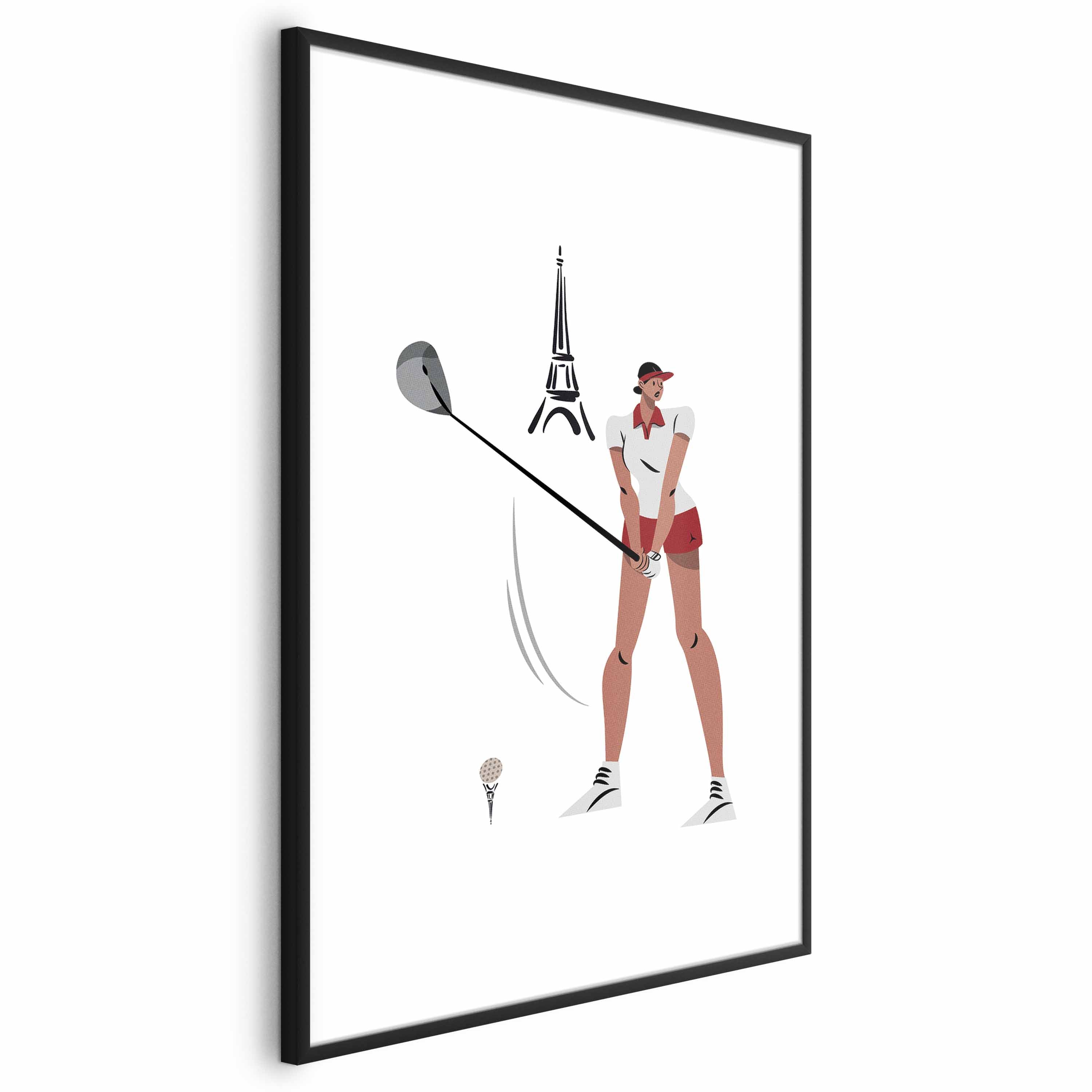 Female Golfer Eiffel Tower Abstract Poster