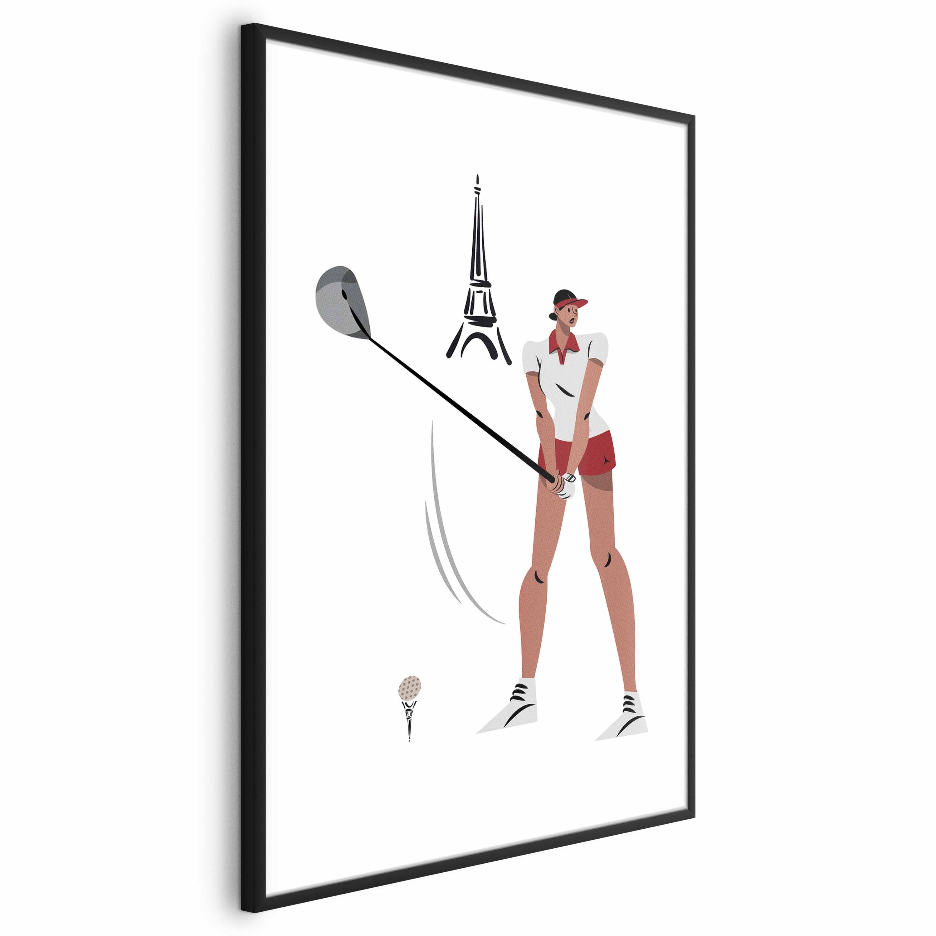 Female Golfer Eiffel Tower Abstract Poster