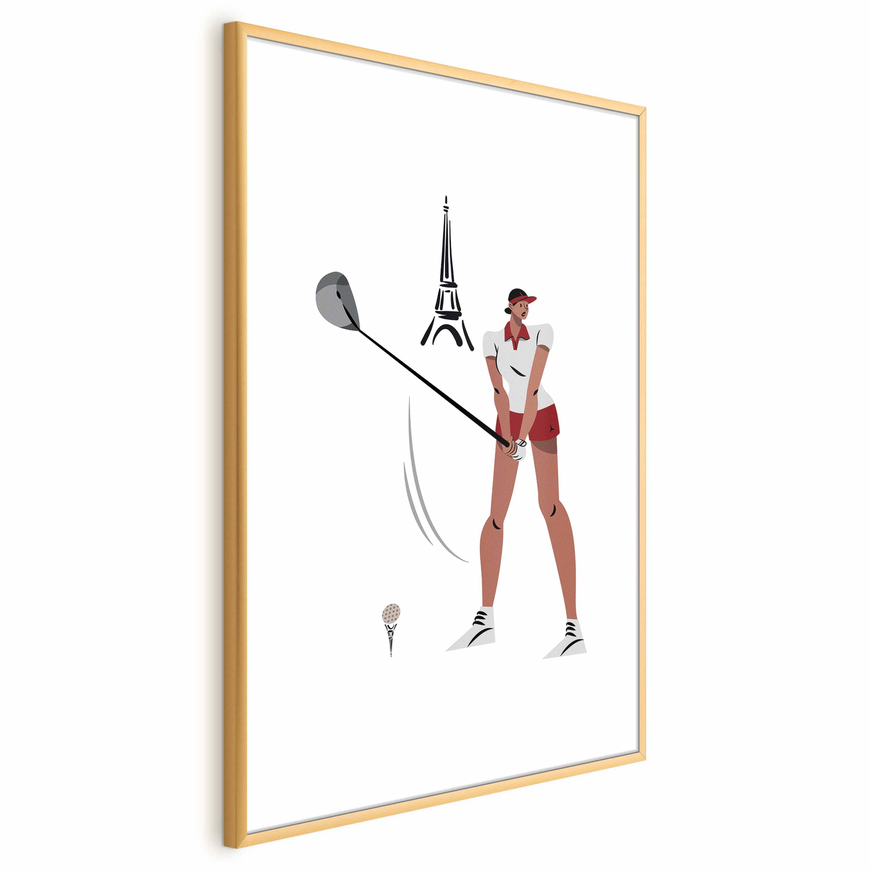 Female Golfer Eiffel Tower Abstract Poster