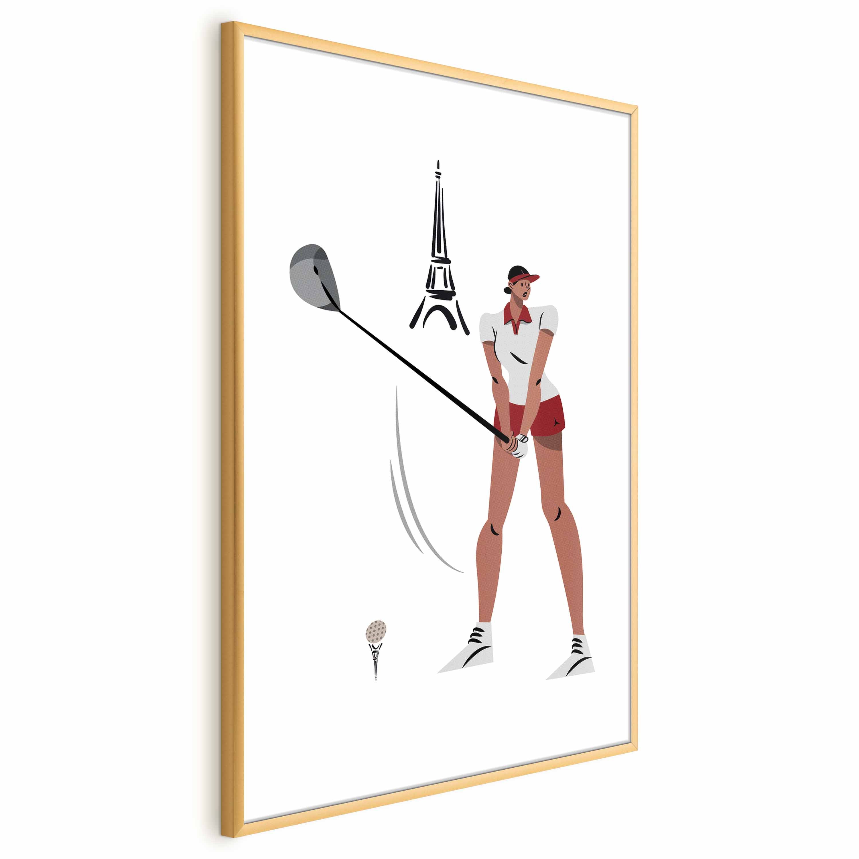 Female Golfer Eiffel Tower Abstract Poster