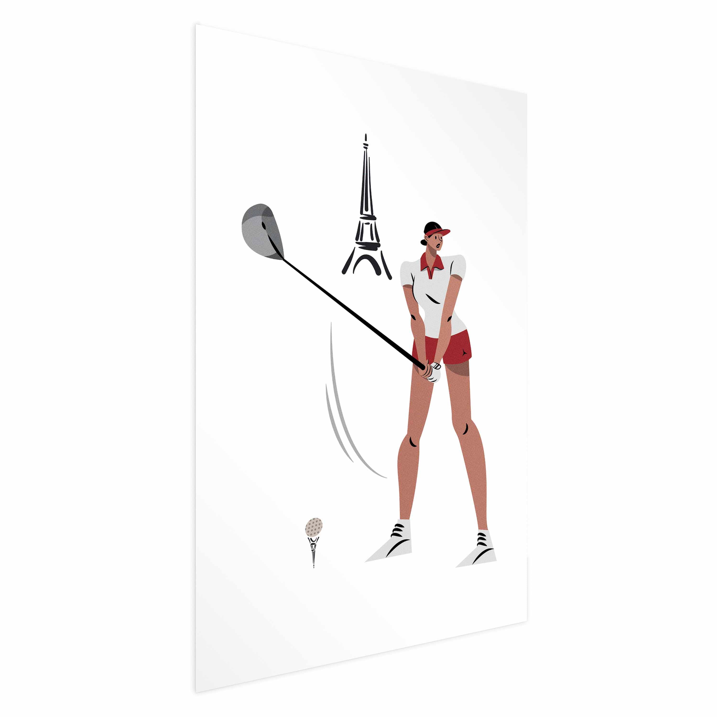 Female Golfer Eiffel Tower Abstract Poster