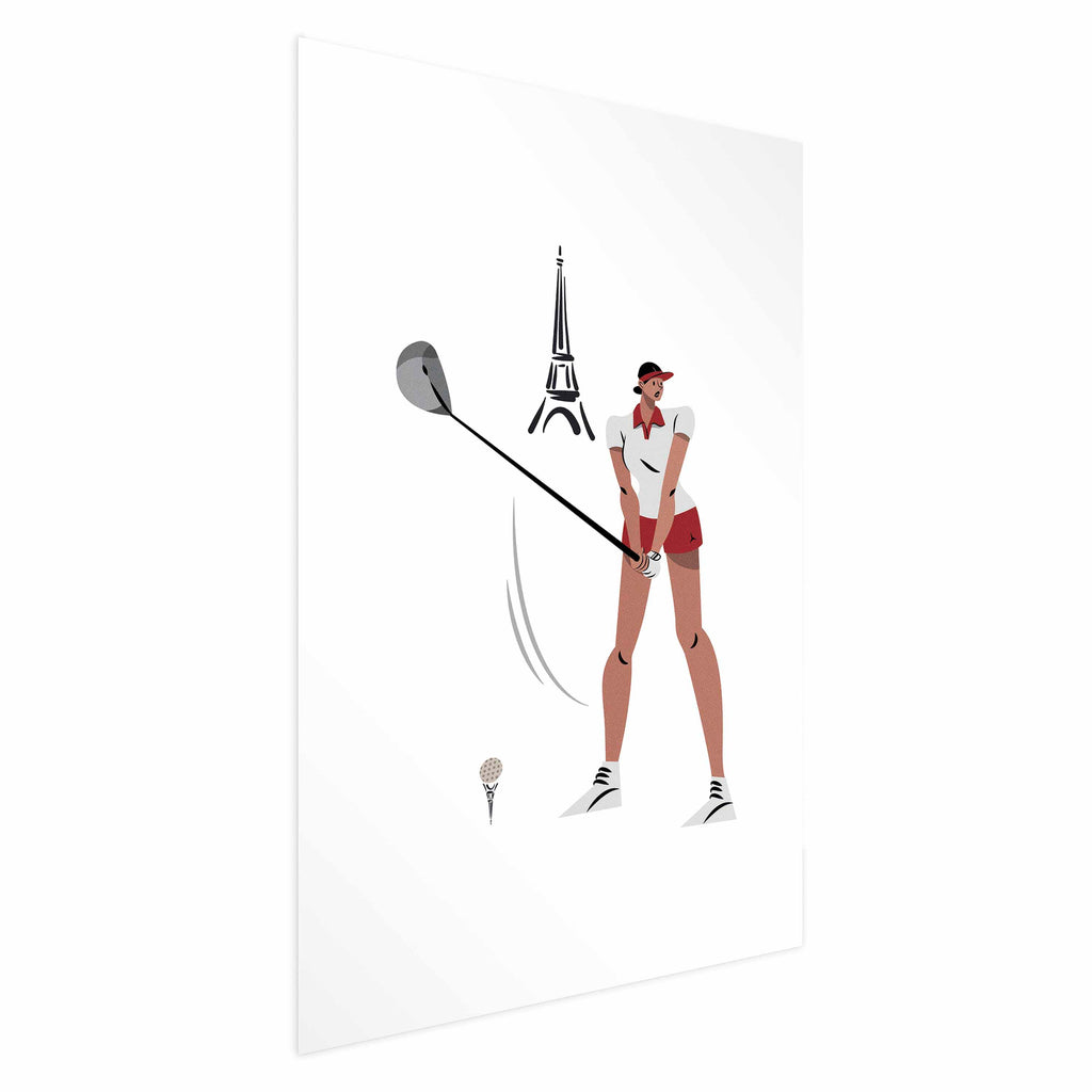 Female Golfer Eiffel Tower Abstract Poster