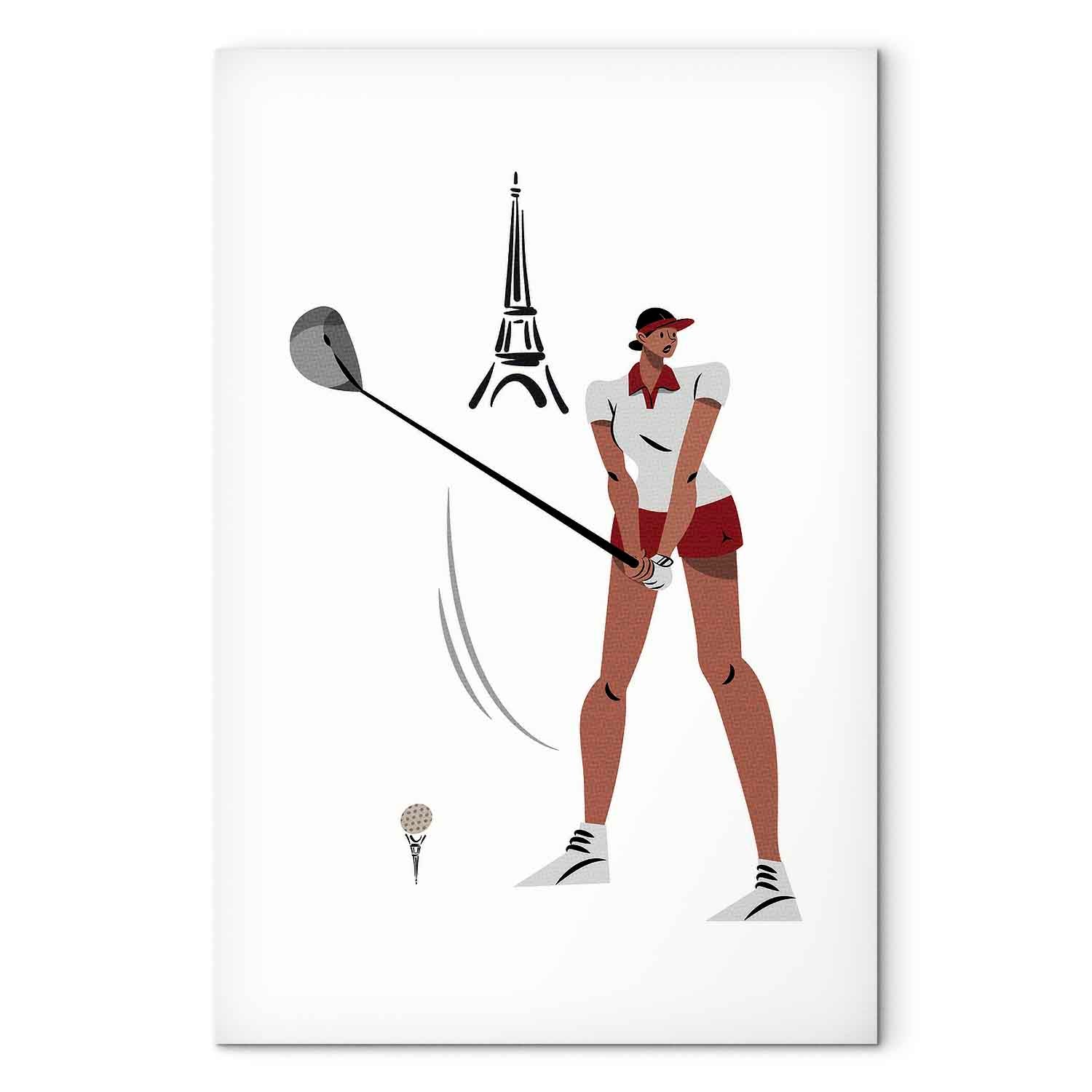 Female Golfer Eiffel Tower Abstract Canvas Print